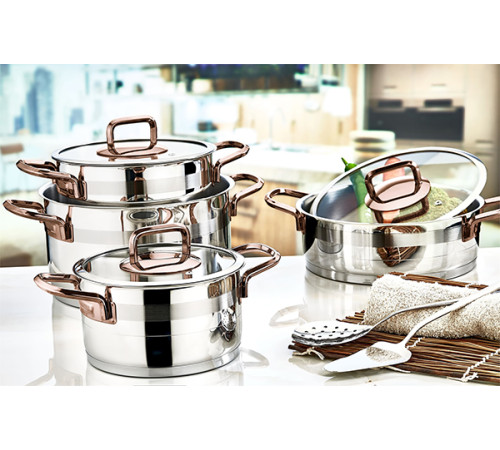 ქვაბების ნაკრები EVIMSARAY SAFİR TİTANYUM SET 18/10 Cr