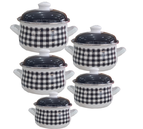 ქვაბების ნაკრები INFINITY BLACK N WHITE  5 PCS