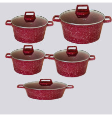 გრანიტის ქვაბები  UAKEEN RED 5 PCS
