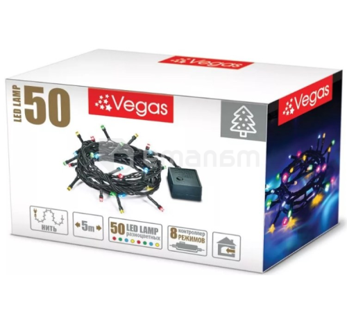 საახალწლო განათება VEGAS "ბურთები" 8 რეჟიმი 5 მ 50 ფერადი LED ნათურა