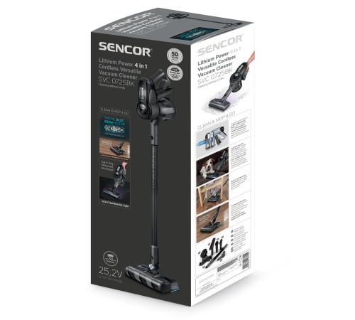 ხელის მტვერსასრუტი SENCOR SVC 0725BK Stick