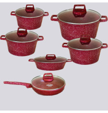 გრანიტის ქვაბები  UAKEEN RED 6 PCS