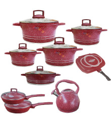 გრანიტის ქვაბების ნაკრები ჩაიდნით UAKEEN 9PCS  673791