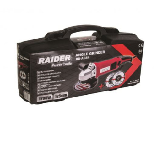 კუთხის სახეხი მანქანა Raider RD-AG54 1200W + დისკები