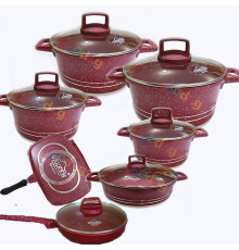 გრანიტის ქვაბები  UAKEEN RED 7 PCS VK-20