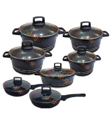 გრანიტის ქვაბები  UAKEEN BLACK 7 PCS VK 20