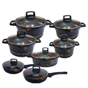 გრანიტის ქვაბები  UAKEEN BLACK 7 PCS VK 20