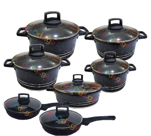 გრანიტის ქვაბები  UAKEEN BLACK 7 PCS VK 20