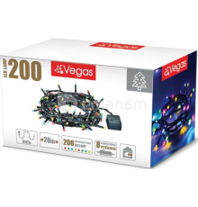 საახალწლო განათება VEGAS 8 რეჟიმი 20 მ 200 ფერადი LED ნათურა