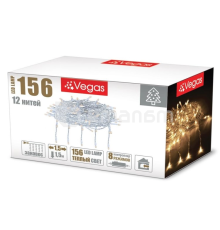 საახალწლო განათება VEGAS "ფარდა" 8 რეჟიმი 1.5х1.5 მ 156 თბილი განათების LED ნათურა