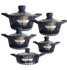 გრანიტის ქვაბები  UAKEEN DARK BLUE 5 PCS