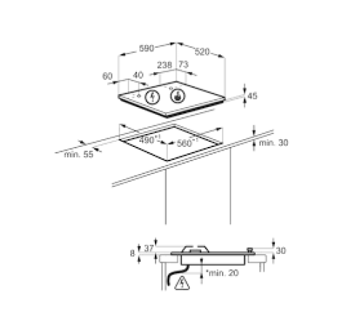 ქურის ზედაპირი AEG HG565455SY