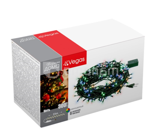 საახალწლო განათება VEGAS 8 რეჟიმი 23 მ 300 ფერადი LED ნათურა