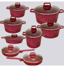გრანიტის ქვაბები  UAKEEN RED 8 PCS