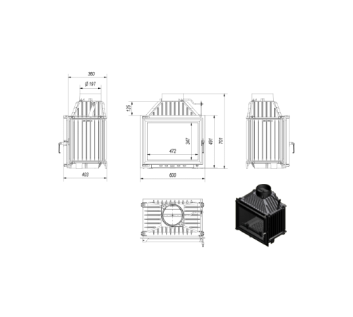 ბუხარი Kratki MAJA/PF 8kW