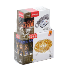 ქუჩის საახალწლო განათება კვების ბლოკით VEGAS "ფარდა" 1х2 მ 96 თბილი ნათების LED ნათურა