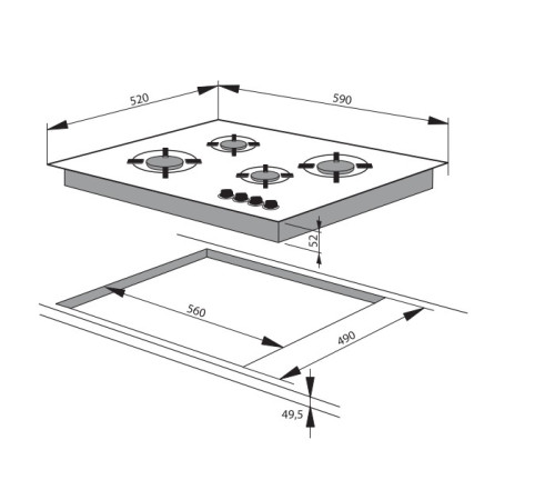 ქურის ზედაპირი HANSA BHGI631542