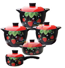 კერამიკული ქვაბების ნაკრები STRAWBERRY 5 PCS