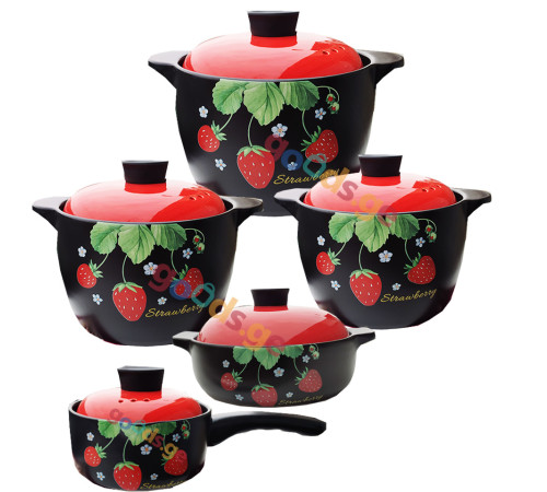 კერამიკული ქვაბების ნაკრები STRAWBERRY 5 PCS