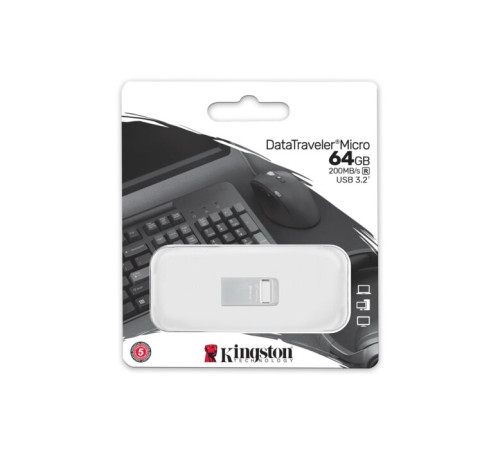 ფლეშ მეხსიერება Kingston Type-A ultra-compact drive 64GB DTMicro USB 3.2  (DTMC3G2/64GB)
