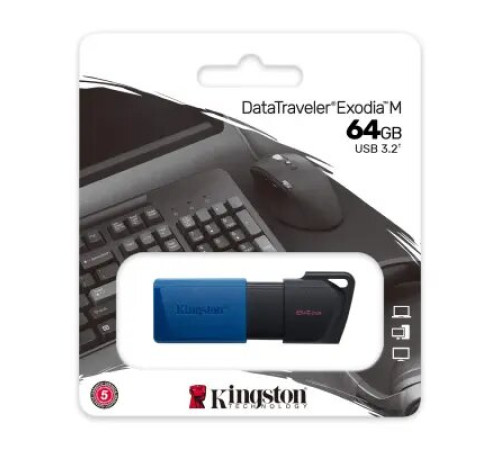 ფლეშ მეხსიერება Kingston 64GB DataTraveler Exodia M USB 3.2 Gen1