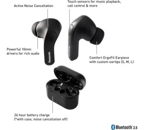 ყურსასმენი Panasonic RZ-B310WDG-K TWS Wireless Headset Black