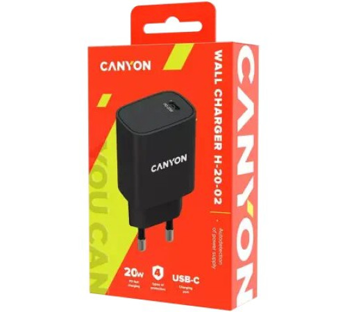 დამტენი Canyon 20W PD Wall Charge USB-C (CNE-CHA20B02) - Black
