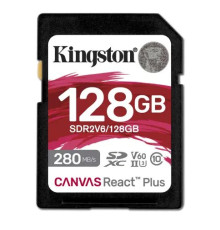ფლეშ მეხსიერება Kingston 128GB SDXC Canvas React Plus UHS-II 280R/100W U3 V60 for Full HD/4K