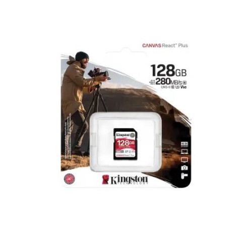 ფლეშ მეხსიერება Kingston 128GB SDXC Canvas React Plus UHS-II 280R/100W U3 V60 for Full HD/4K