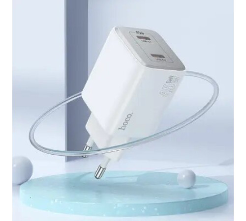 დამტენი Hoco N42 Elogiado dual-port PD45W (2C)  white