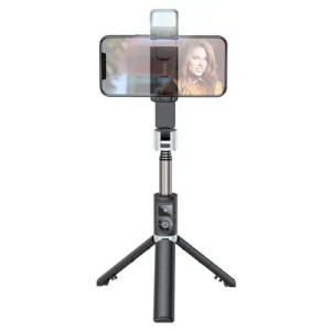 სელფის ჯოხი Hoco K16 aluminum alloy fill light live broadcast holder black