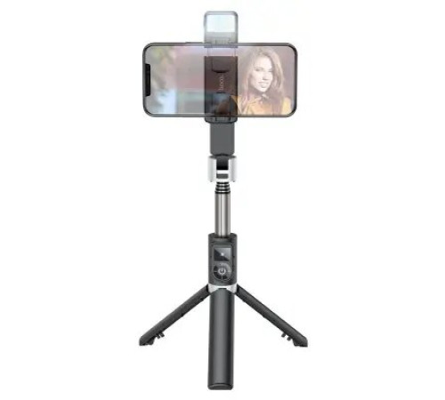 სელფის ჯოხი Hoco K16 aluminum alloy fill light live broadcast holder black