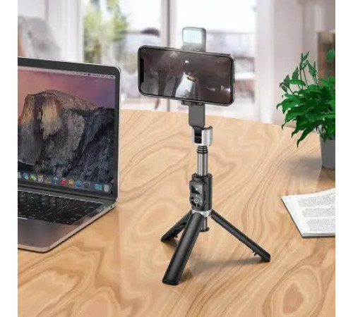 სელფის ჯოხი Hoco K16 aluminum alloy fill light live broadcast holder black