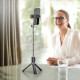 სელფის ჯოხი Hoco K16 aluminum alloy fill light live broadcast holder black