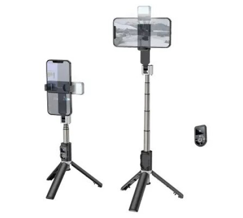 სელფის ჯოხი Hoco K16 aluminum alloy fill light live broadcast holder black
