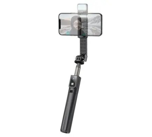 სელფის ჯოხი Hoco K15 Treasure aluminum alloy fill light gimbal version live broadcast support black