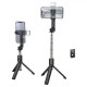 სელფის ჯოხი Hoco K15 Treasure aluminum alloy fill light gimbal version live broadcast support black
