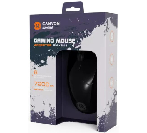 მაუსი CANYON mouse Accepter GM-211 RGB 6buttons Wired Black