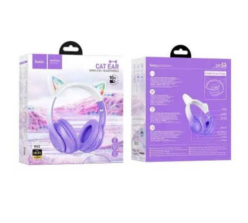 ყურსასმენი Hoco W42 Cat Ears BT Headphones Purple Grape