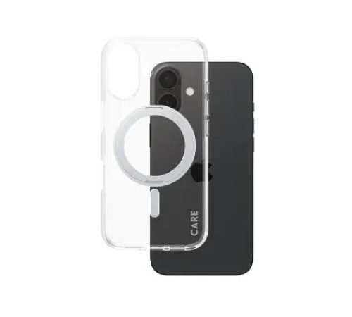 მობილურის ქეისი CARE by PanzerGlass iPhone 16 Feature Case Transparent w. Silver Kickstand & MagSafe