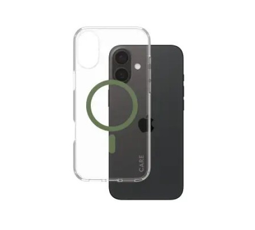 მობილურის ქეისი CARE by PanzerGlass iPhone 16 Flagship Case Transparent Urban Combat w. Green MagSafe