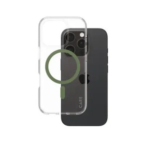 მობილურის ქეისი CARE by PanzerGlass iPhone 16 Pro Flagship Case Transparent Urban Combat w. Green MagSafe