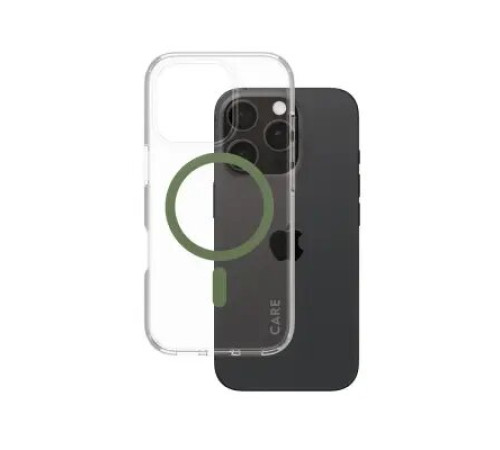 მობილურის ქეისი CARE by PanzerGlass iPhone 16 Pro Flagship Case Transparent Urban Combat w. Green MagSafe