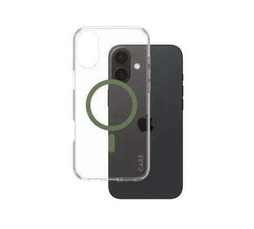 მობილურის ქეისი CARE by PanzerGlass iPhone 16 Plus Flagship Case Transparent Urban Combat w. Green MagSafe