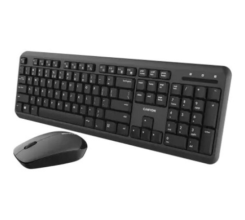 კლავიატურა CANYON SET-W20 UK/US Keyboard+Mouse Velvet  Wireless Black