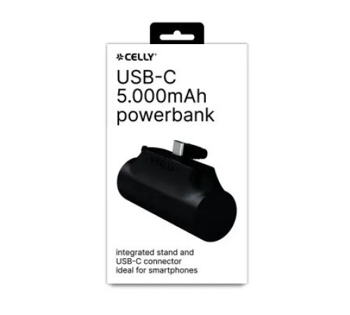 პორტატული დამტენი Celly USB-C Power Bank (5000mAh) Black