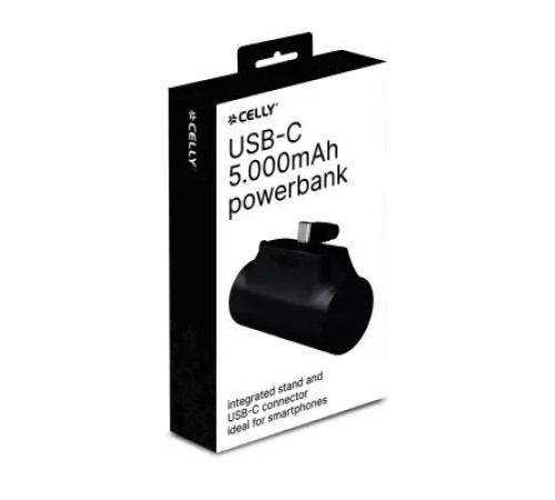 პორტატული დამტენი Celly USB-C Power Bank (5000mAh) Black