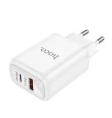 დამტენი Hoco DC107 Cool dualport PD30W+QC3.0  USB-Type-C, USB--A White