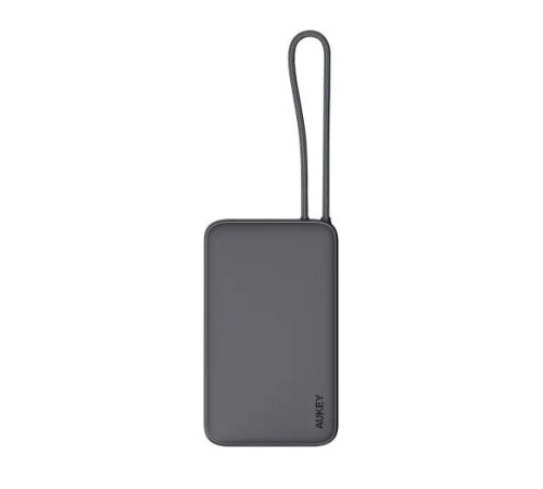 პორტატული დამტენი Aukey PB-Y53 15W 10000mAh Spark Sling Lite Slim Power Bank with Buit-in USB-C Cable Gray