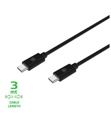 კაბელი Type - C  Celly PD USB Type-C cable to USB Type-C (60 W) 3M Black